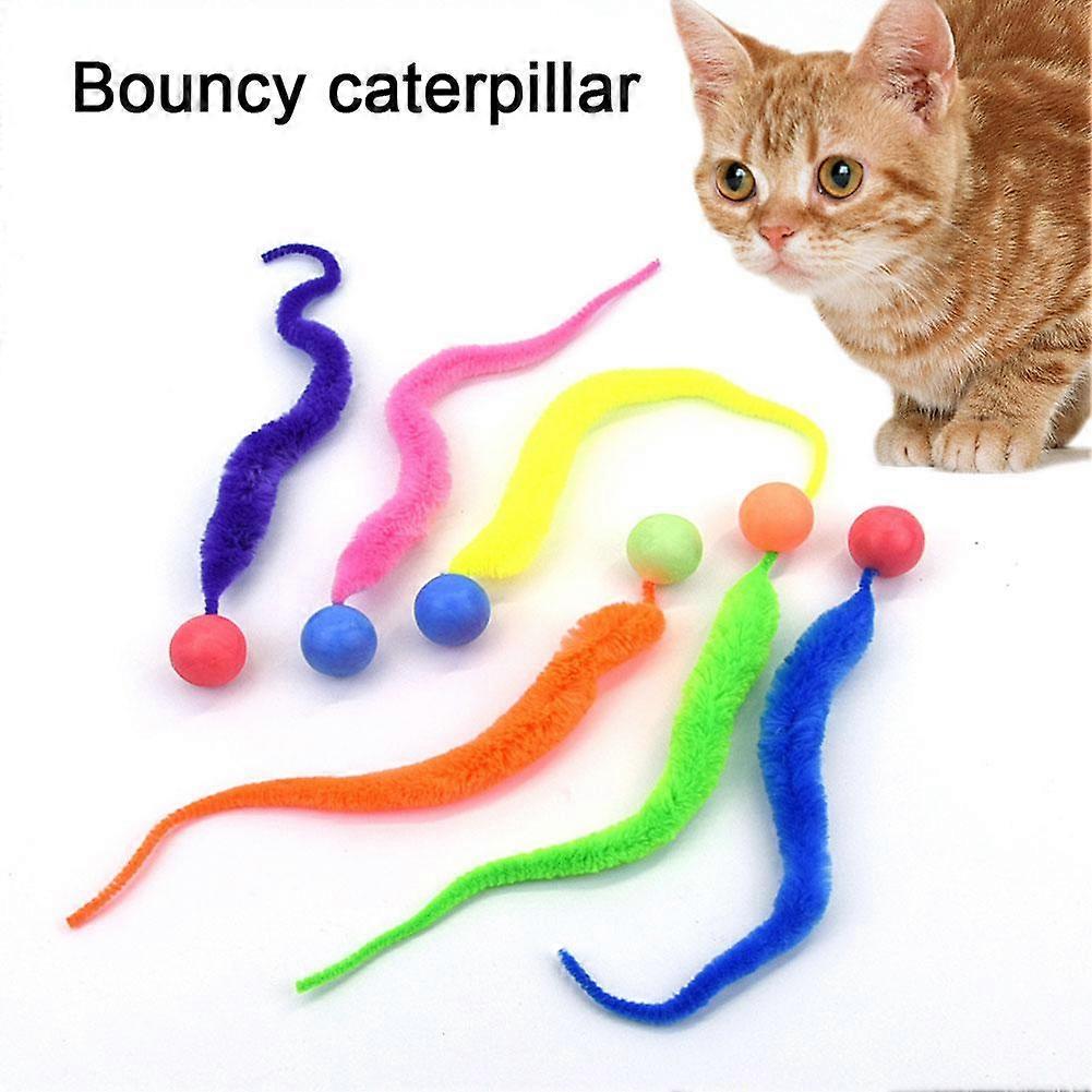 Bouncy Ball with Tail Cat Toys, Magic Worm with Ball Toy for Cats