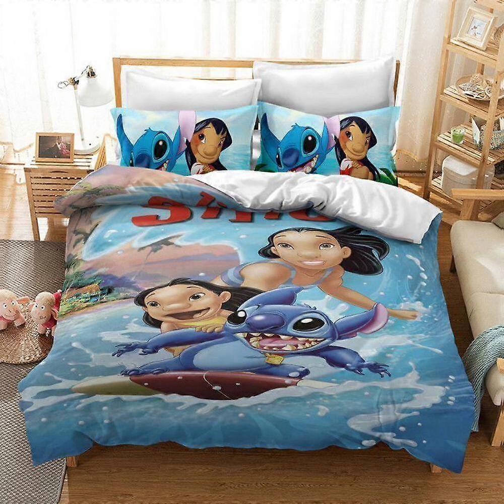 v783 Bed Sheets Lilo & Stitch Quilt Duvet Cover Set Bedding Queen Bedspread Home Textiles3-Piece Bedding Set (1 Duvet Cover + 2 Pillow Shams) Bed Shee