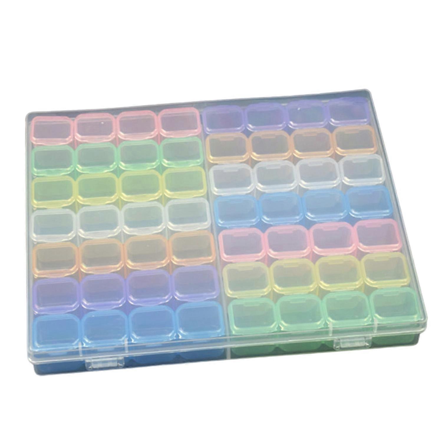 Nail Accessory Storage Box Detachable 56 Grids Transparent Visible Beads Rhinestones Stones Seashell