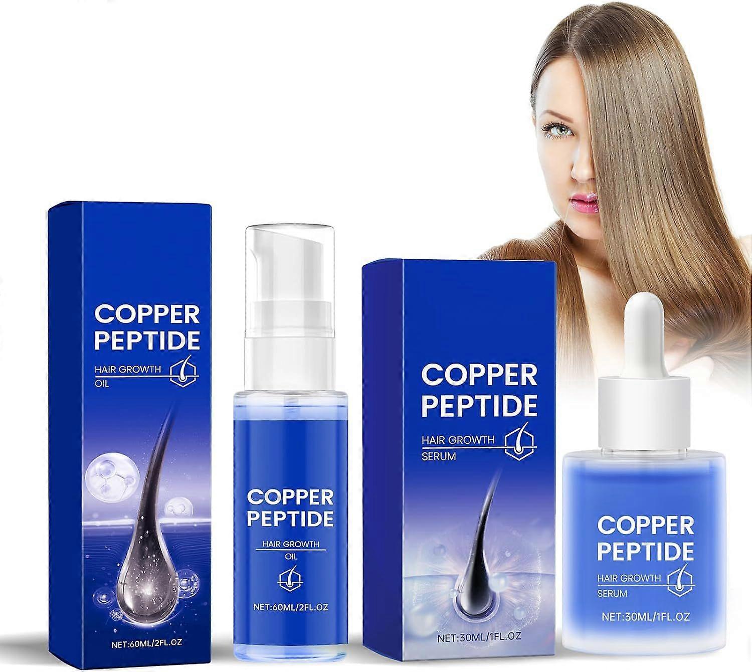 Serum z peptydem miedzi i olejek do włosów, serum na porost włosów z peptydem miedziowym, formuła na porost włosów z peptydem miedziowym, dla kobiet i mężczyzn