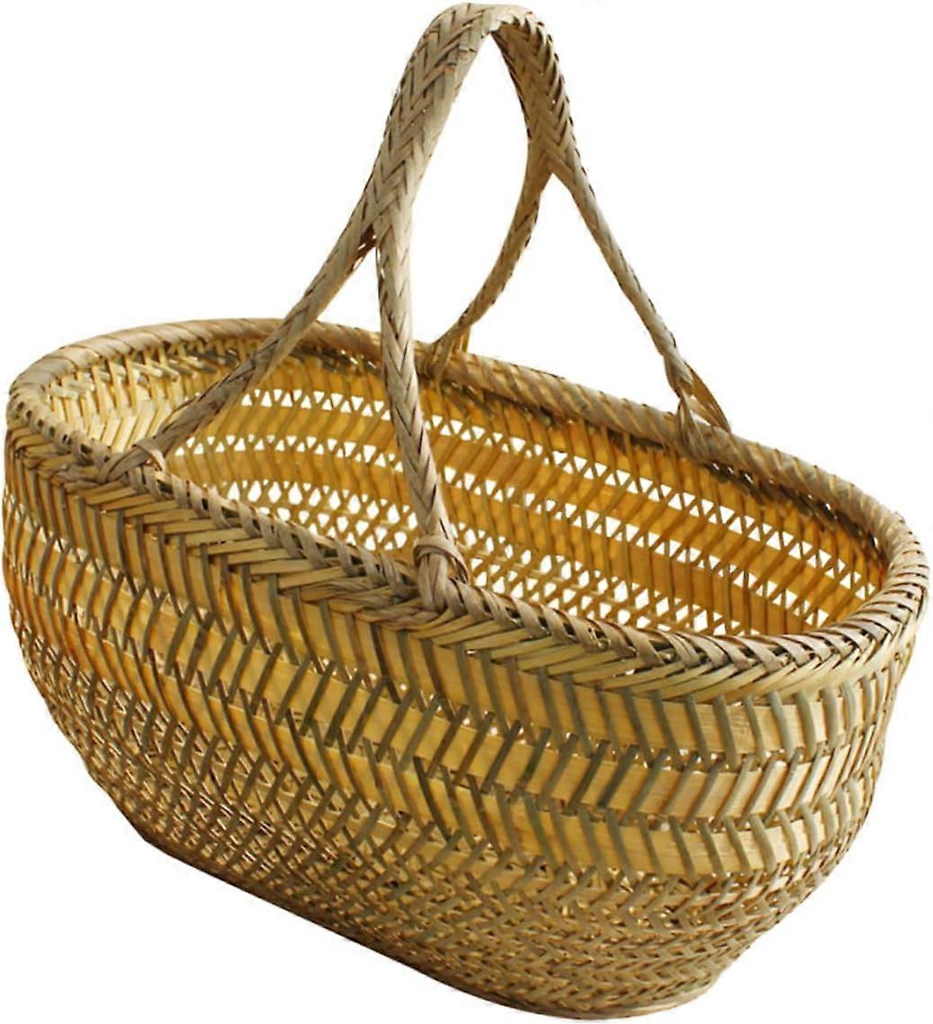 Woven Rattan Shopping Basket for Picnic and Vegetable Harvest