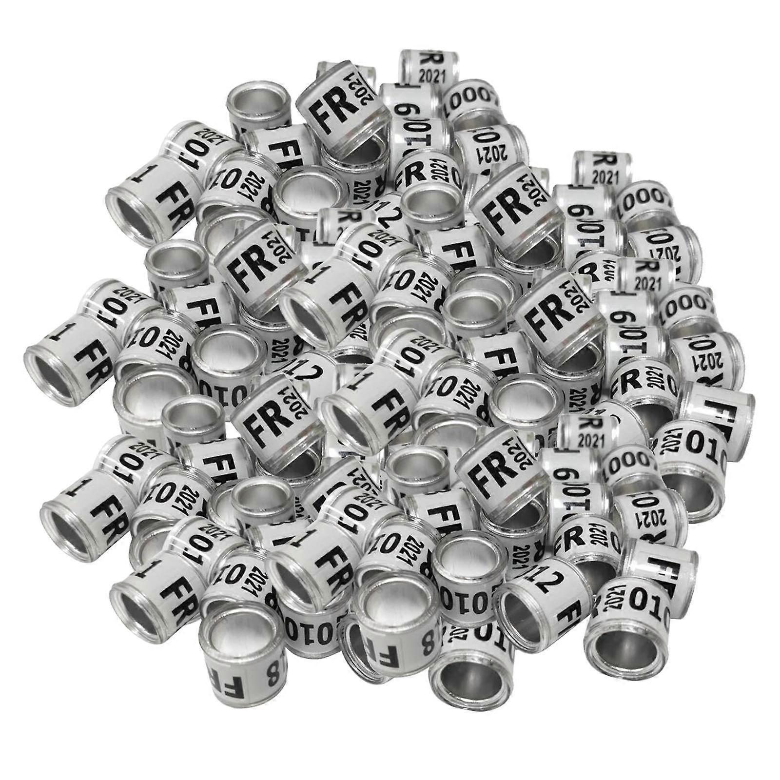 100Pcs Aluminium Bird Dove Racing Pigeon Leg Rings Bands Numbered Different Color for Choice