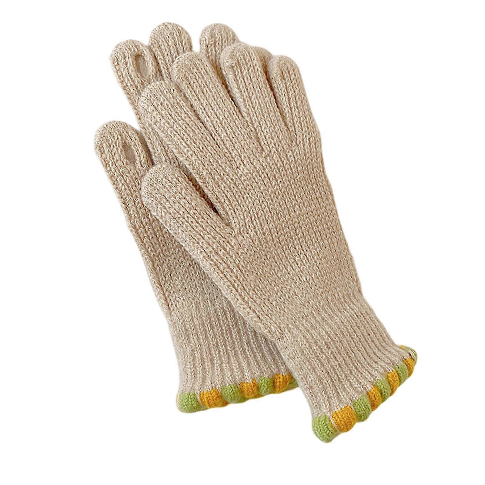 Women Winter Gloves 1 Pair Color Elastic Thickened Soft Plush Warm Windproof