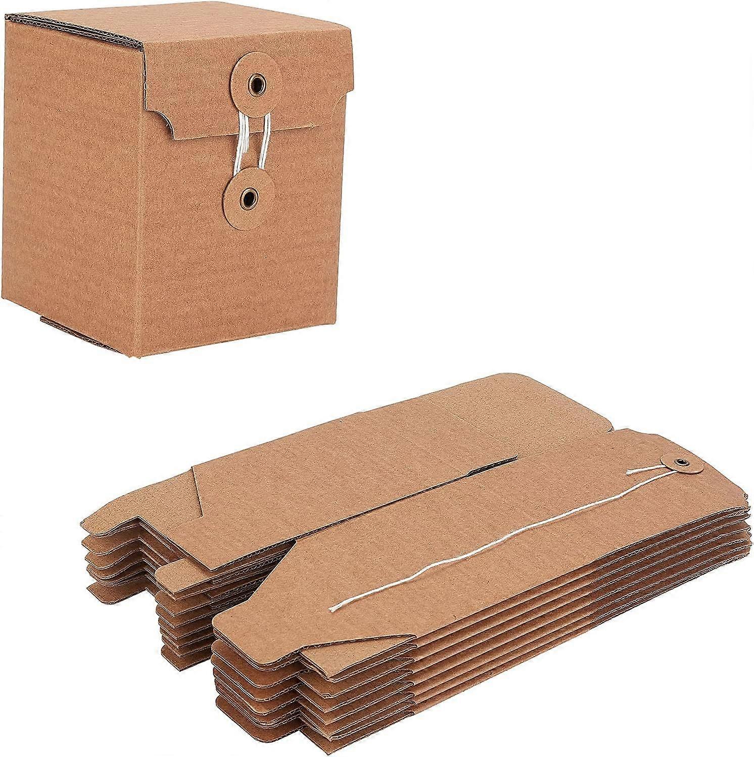 Kraft Paper Gift Box Rectangle Folding Boxes with Cotton Cord and Iron Findings Bridesmaid Proposal Boxes Storage Box for Birthday Party Wedding Gift