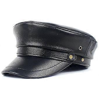 Kapelusze Czarne Pu Kapelusze wojskowe Vintage Kapelusz wojskowy / skórzana czapka Beret-Yvan
