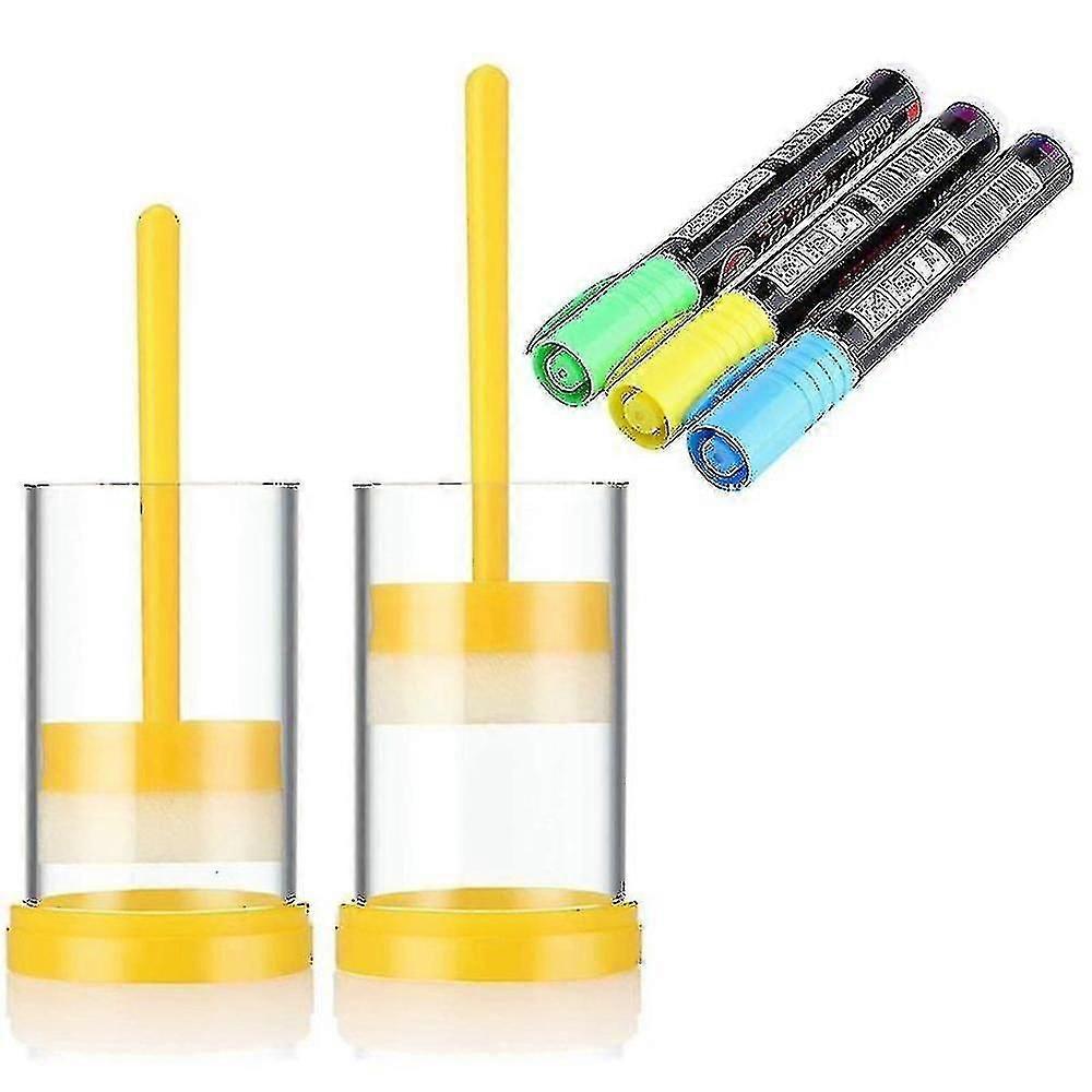 Queen Bee Marking Kit, 2 Queen Marking Cage Tube With 3 Bee Marker Pen compatible Beekeeper Tool-C7