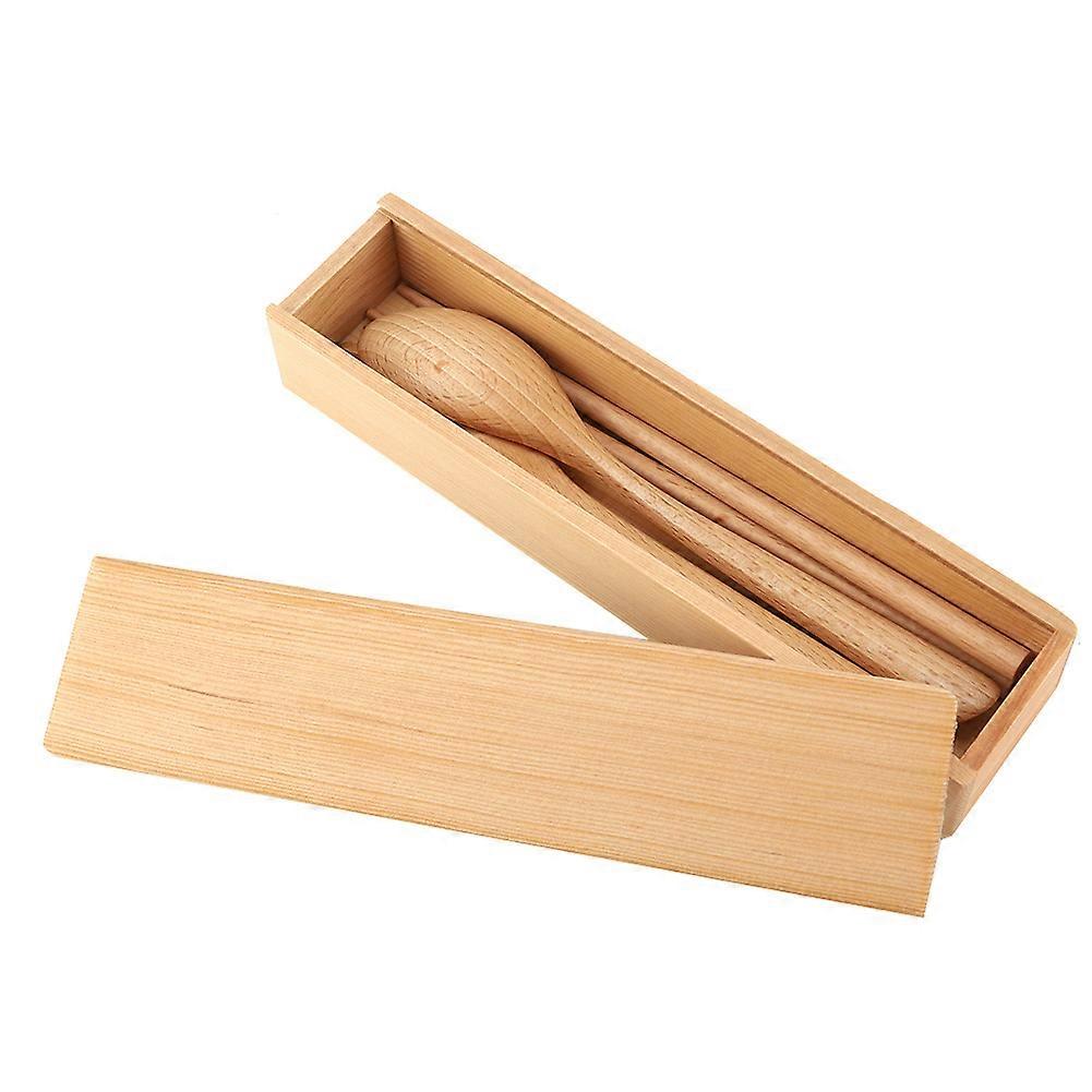 Wooden Spoon and Fork Set Travel Flatware Set Tableware with Storage Case