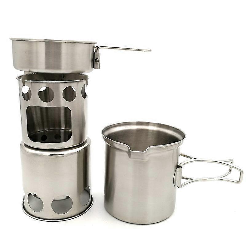 Camping Stove Stainless Steel Cooking Pot Set Tableware Outdoor Portable Outdoor Camping Pot Set