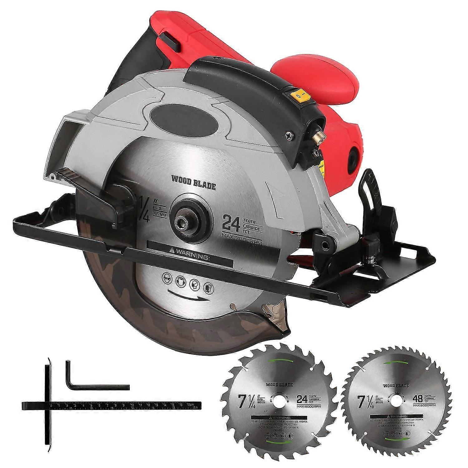 "12A 5500RPM Corded Circular Saw with 7-1/4' Blade and Laser Guide Max Cutting Depth 2.45' (90)"