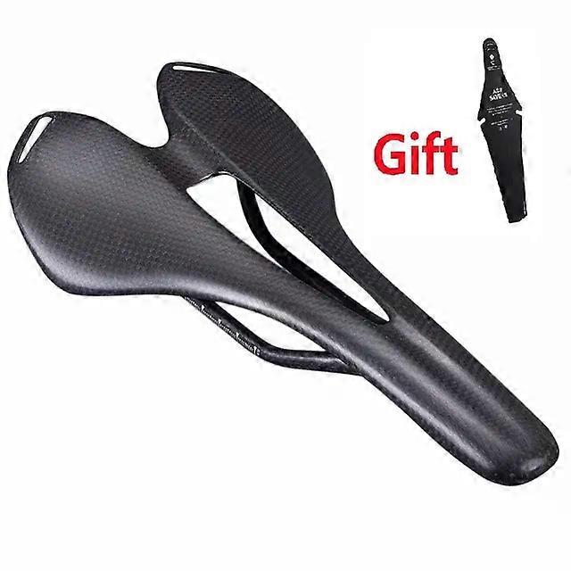No Logo Full Carbon Saddle MTB/Road Bike Saddle Super Light Leather Carbon Cushions Bicycle Seat 143MM 155MM