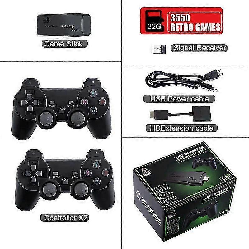 Video Game Console 2.4G Double Wireless Controller Game Stick 4K 15000 Games 64 32GB Retro Games for TV Boy Christmas Gift