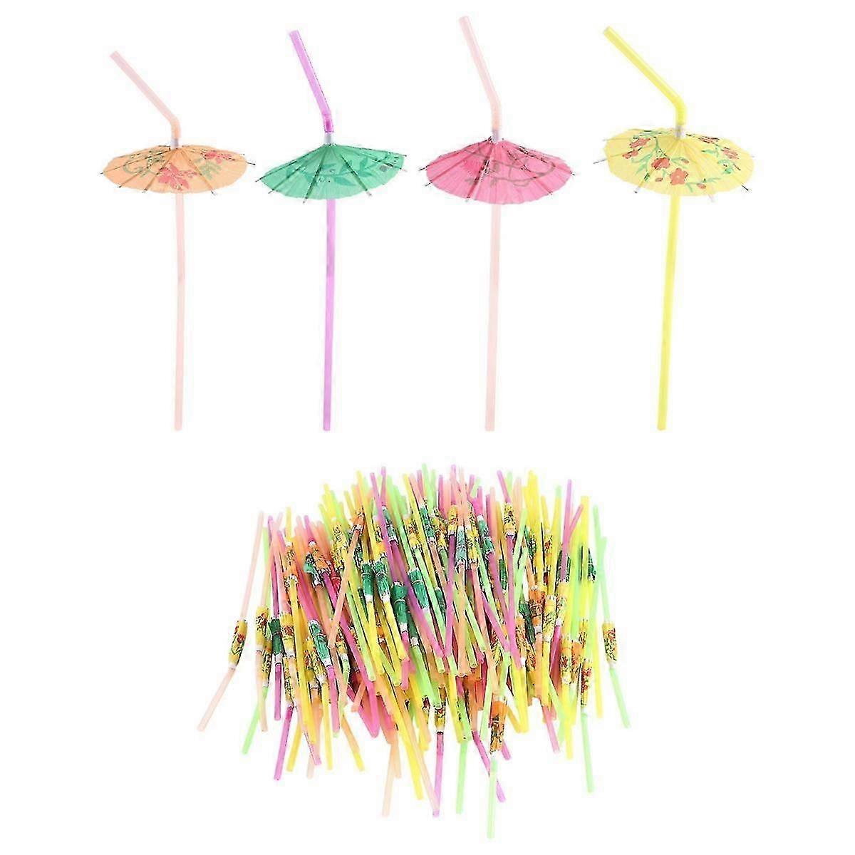 150 Pcs Umbrella Straws Colourful Disposable Bendable Drinking Straws compatible with Beach Theme Parties Bar C