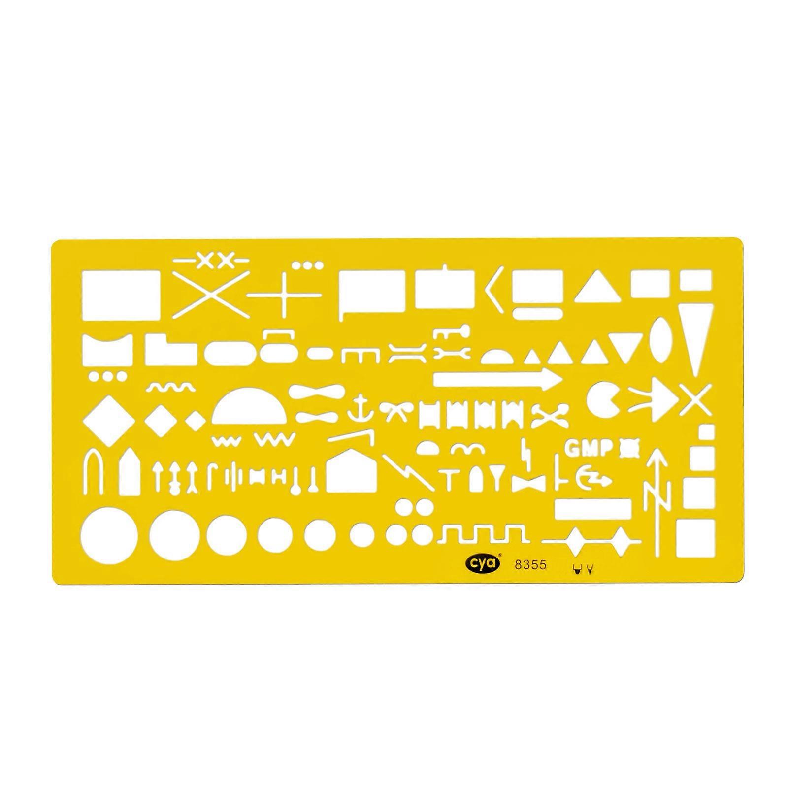 Plastic Yellow Geometric Drawing Templates, 4 Different Geometric Measuring Drawing Templates Stencils for Drawing