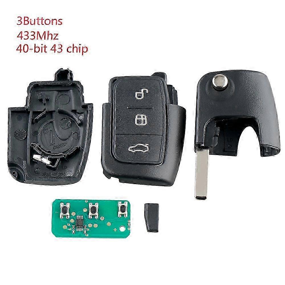 Car Smart Remote Key 3 Buttons Fit For Ford Focus Fiesta 2013 Fob Case 433MHZ jn