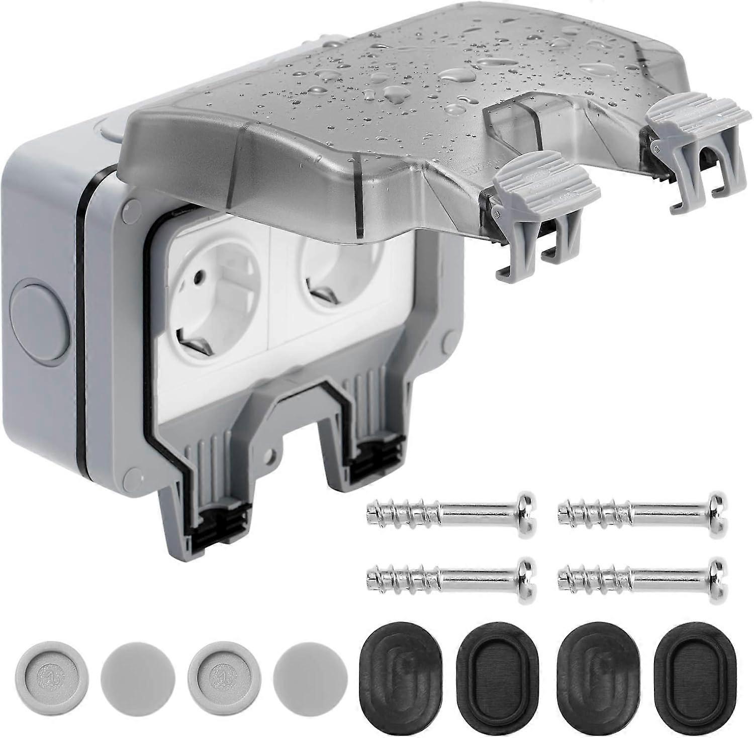 Double waterproof outdoor socket, IP66 waterproof outdoor socket with switch, waterproof socket with protective cover