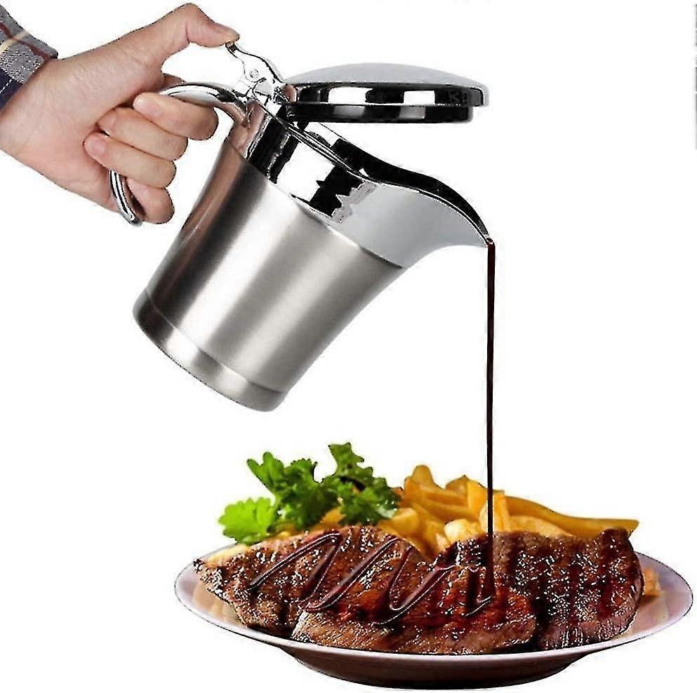 Saucière/pichet à sauce en acier inoxydable à double isolation avec couvercle, 500 ml, pour le rangement