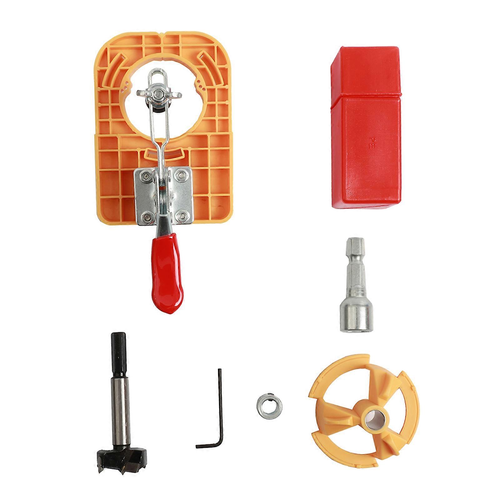 1Set Woodworking Hinge Hole Locator Accessory Tool Hinge Hole Drilling Guide Wood Dowel Puncher Locator Carpentry  Yellow