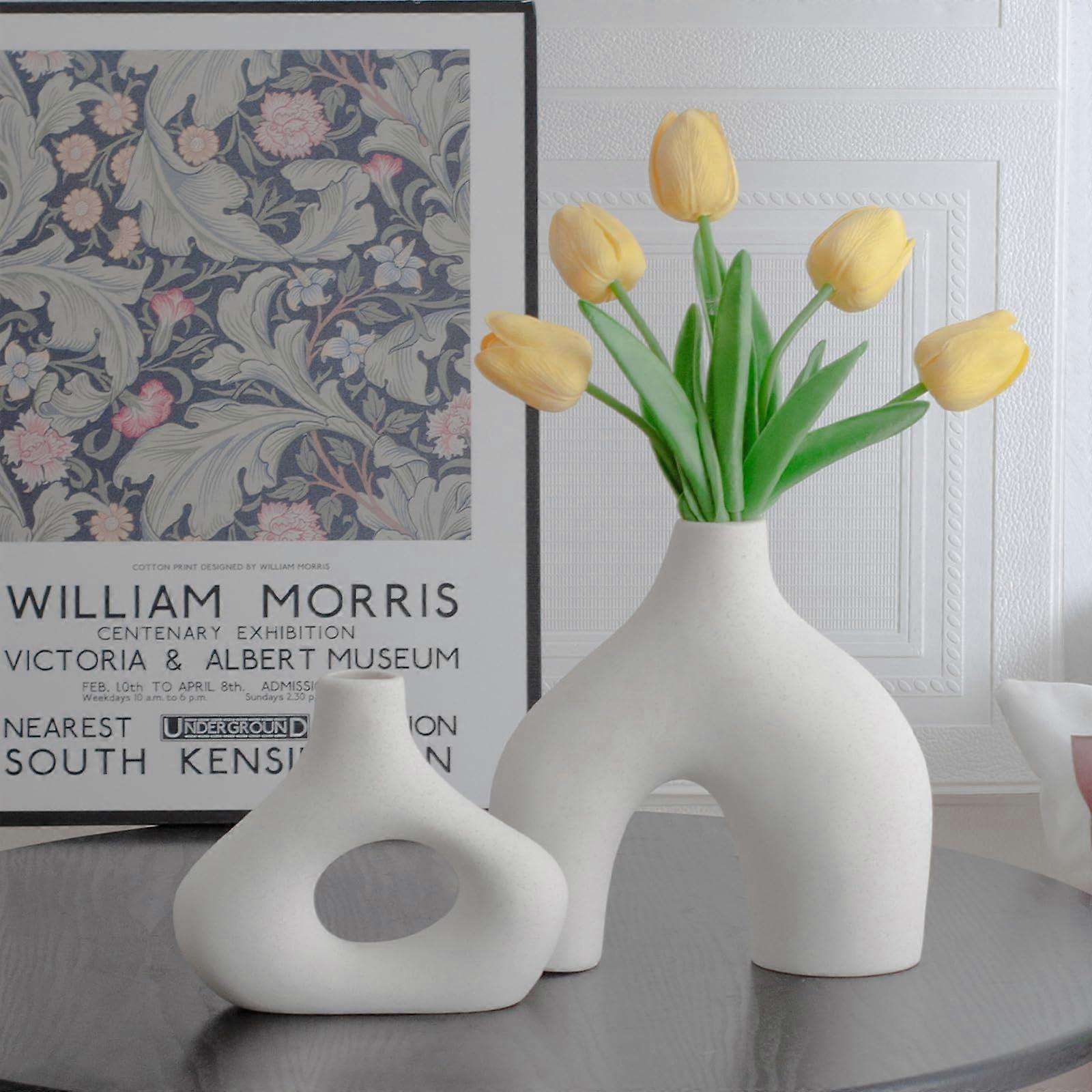 2 Pieces Ceramic Vases Irregular for Shape Shelf Decor Table Decor