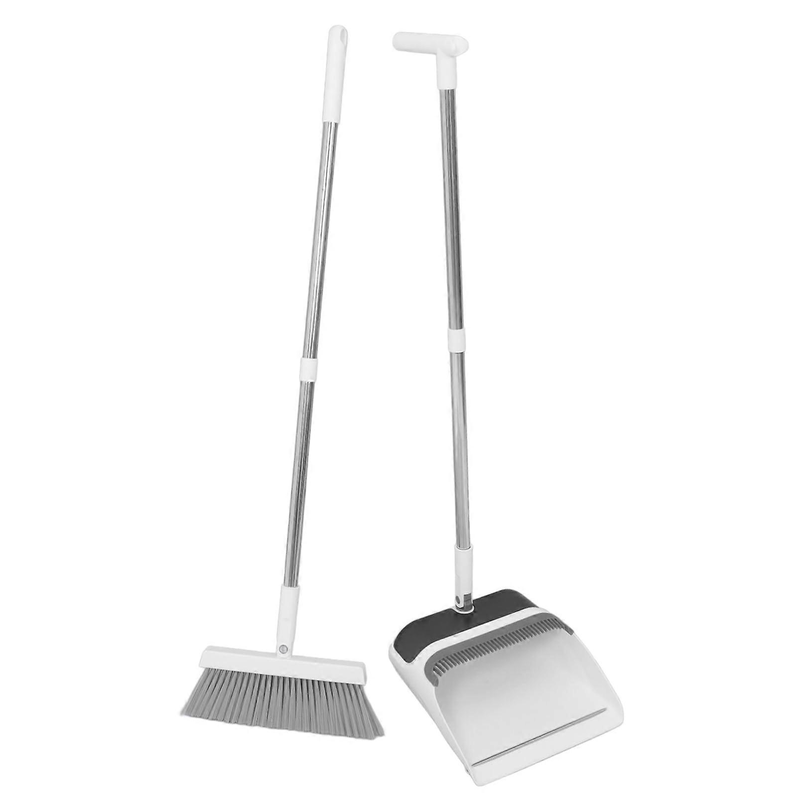 Broom and Dustpan Set with Long Handle, Soft Hair Bristles for Efficient Home Floor Cleaning, Lightweight and Durable Design