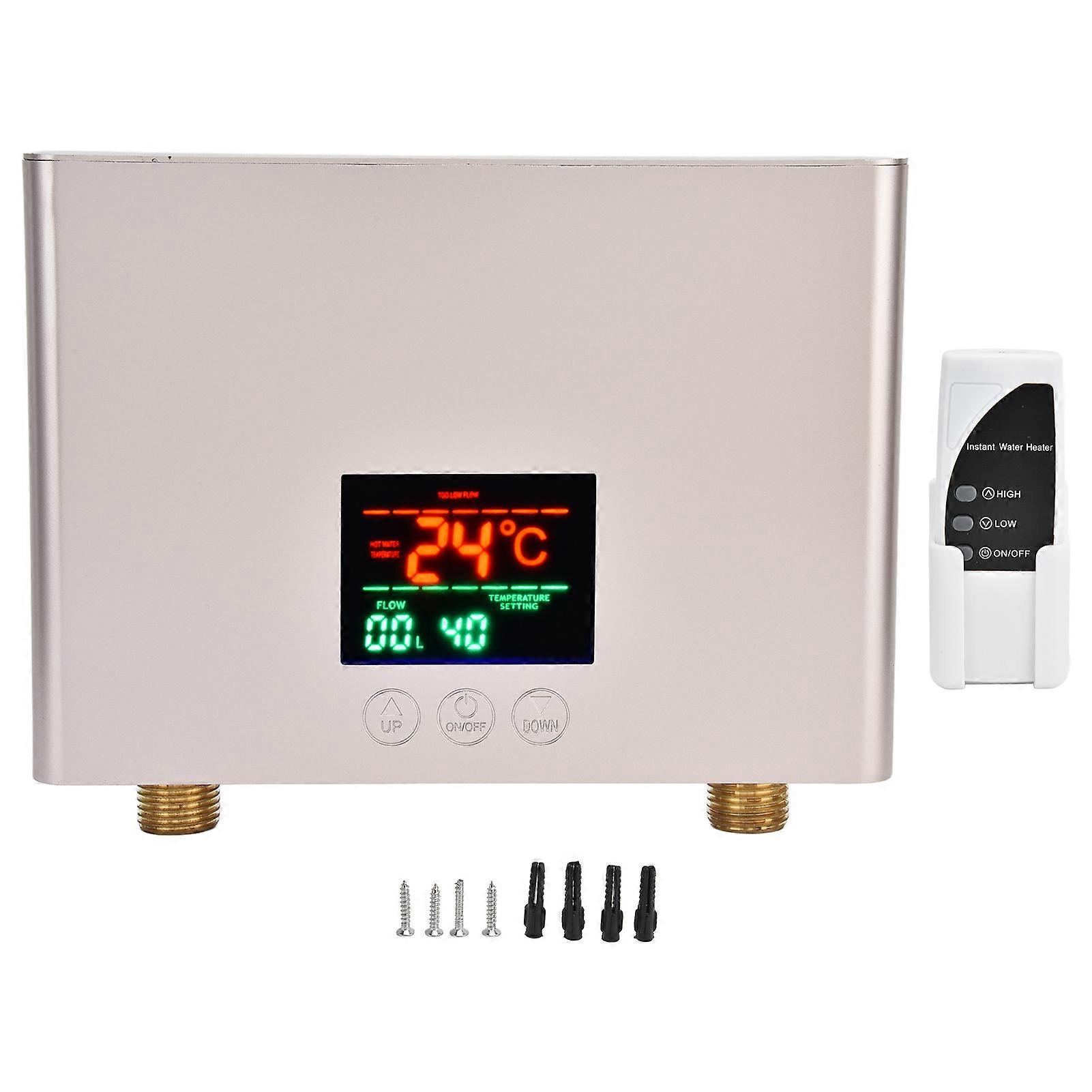 5500W Tankless Instant Electric Water Heater with Touch Panel Remote Control for Kitchen Bathroom 30‑55℃