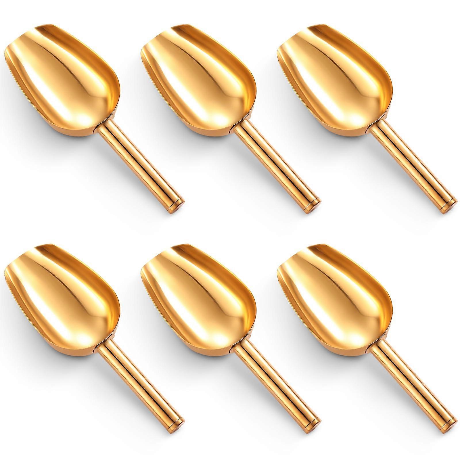 6 Pcs Gold Ice Scoops 5 oz Stainless Steel Mini Scoop for Kitchen Dispenser, Candy, Coffee Bean, Sugar, Flour, Spice