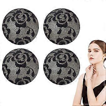 Womens Silicone Pasties, Adhesive Round Bra Reusable 2 Pair Invisible Silicone Lace Nipple Cover