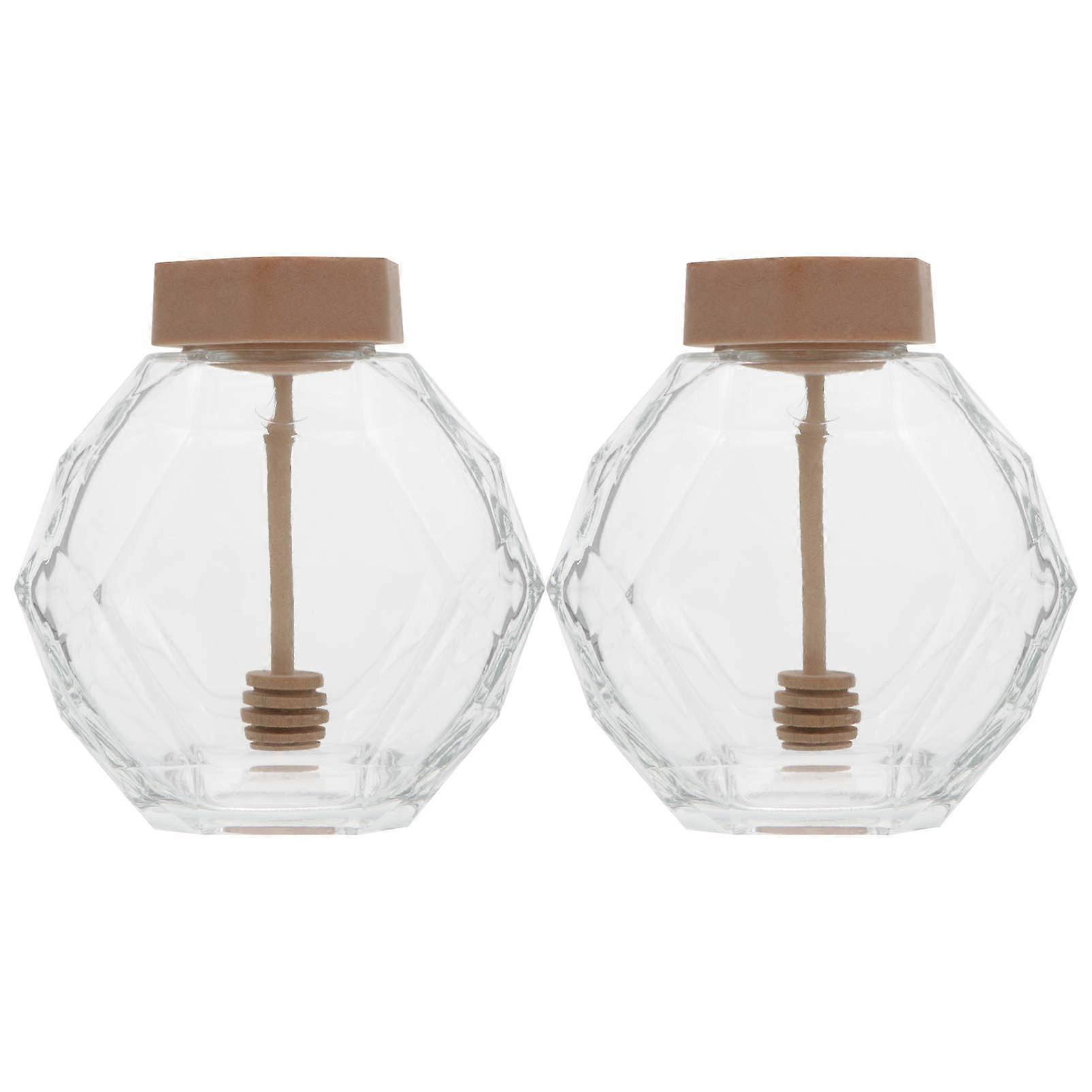 2 pcs clear honey bottle for storage and serving hexagon size