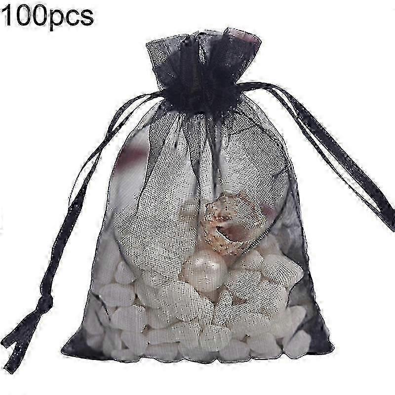 100pcs Solid Color Yarn Gift Bag Wedding Candy Lucky Pouch Storage Container