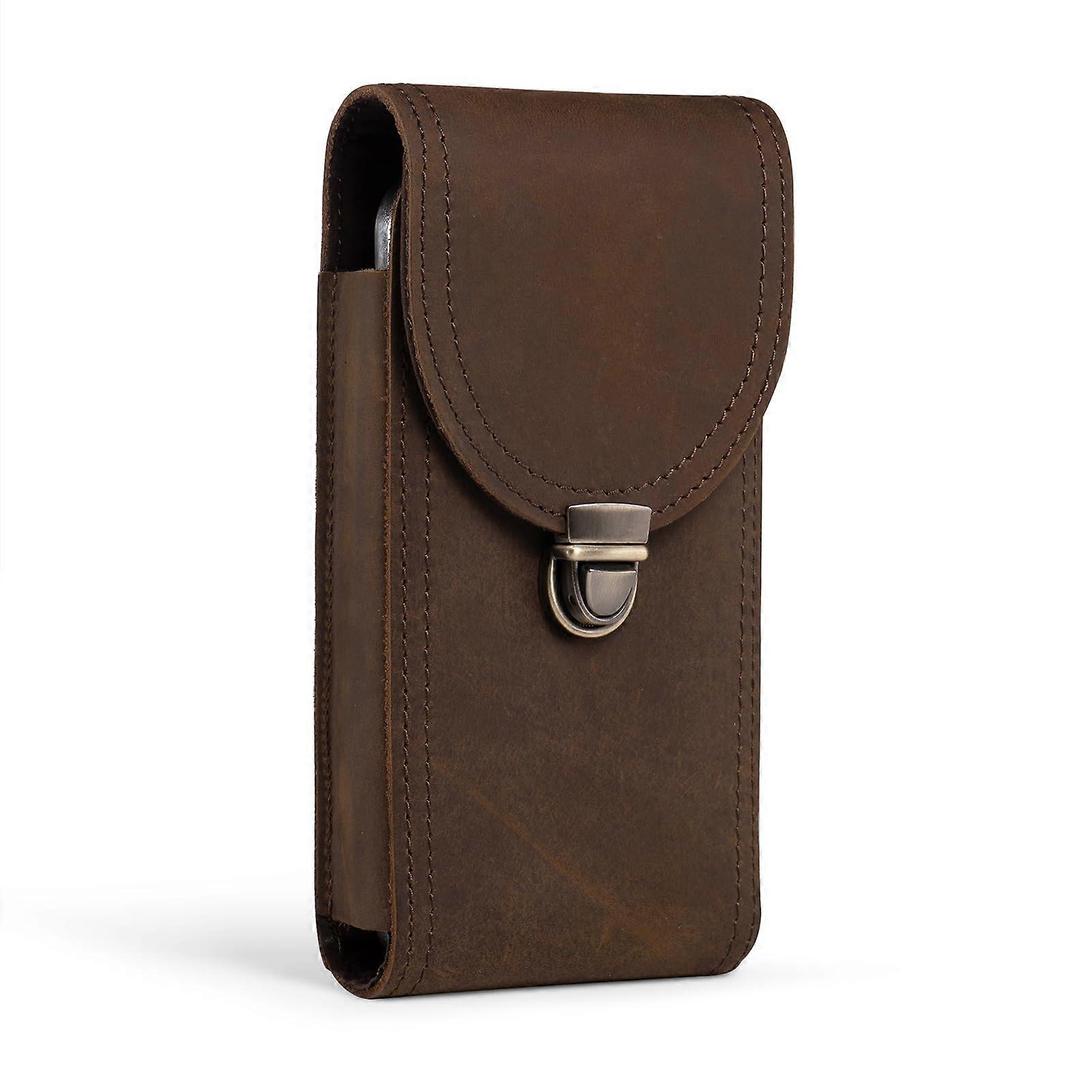 Leather Vertical Cell Phone Holster Fit for iPhone 16 Pro Max 15 Pro Max 14 Pro Max 13 Pro Max