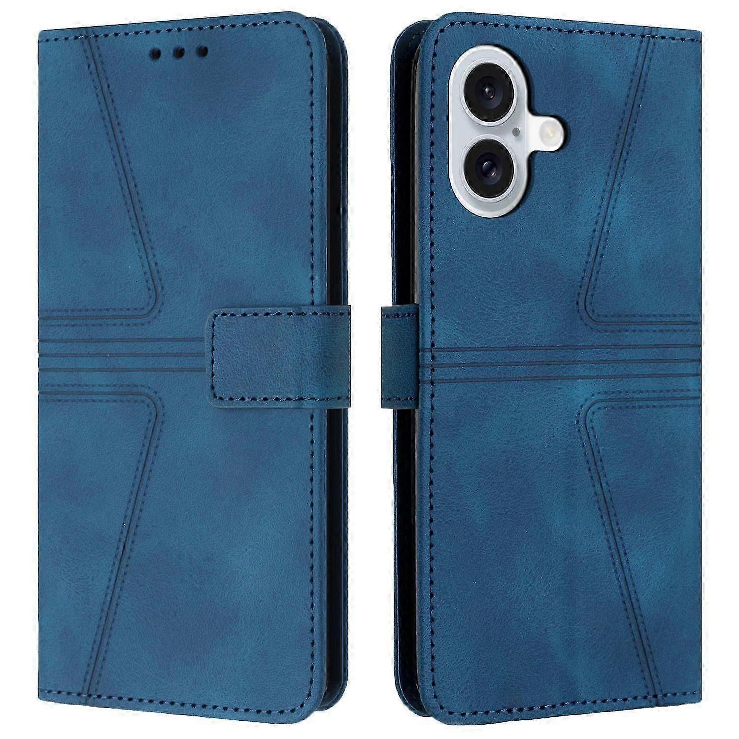 For iPhone 16 Case Triangle Imprinted Anti-Scratch Phone Wallet Cover