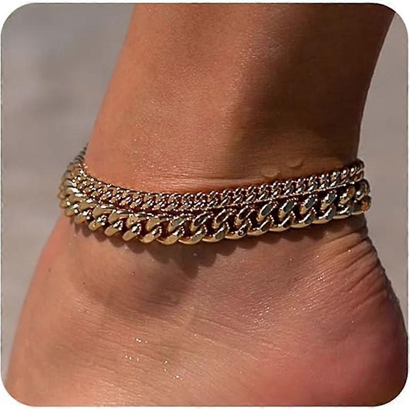 Golden ankle bracelets for women 14k gold plated/Silver Automatrine Minimalist