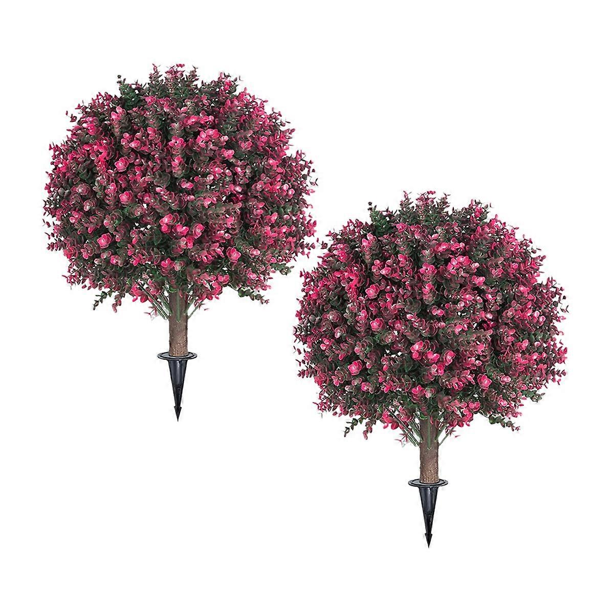 2er-Pack künstliche Rosen-Buchsbaum-Formschnittkugeln für den Außenbereich mit Boden