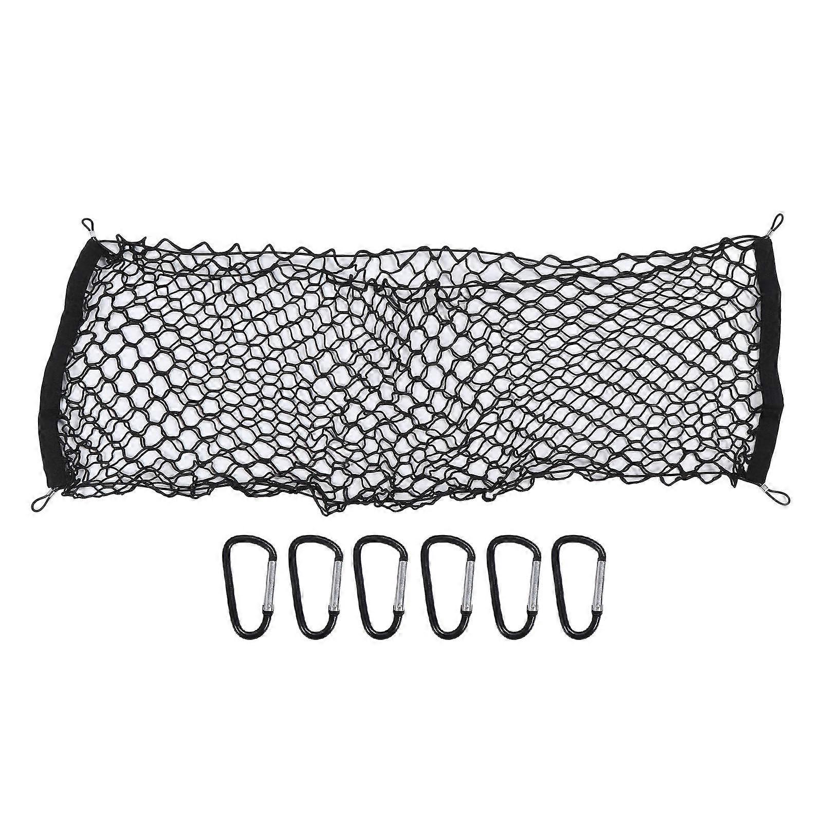 Cargo Elastic Stretchable Sturdy Metal Hook Secure Fixation High Strength Truck Bed Mesh Net Organizer for Pickup