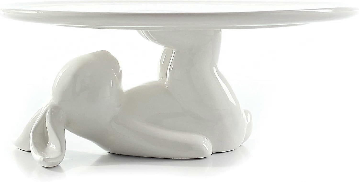 Cupcake Stand, Easter Decoration, Eggs and Cookies Ceramic Dessert Plate, Bunny Candy Plate Gift, White