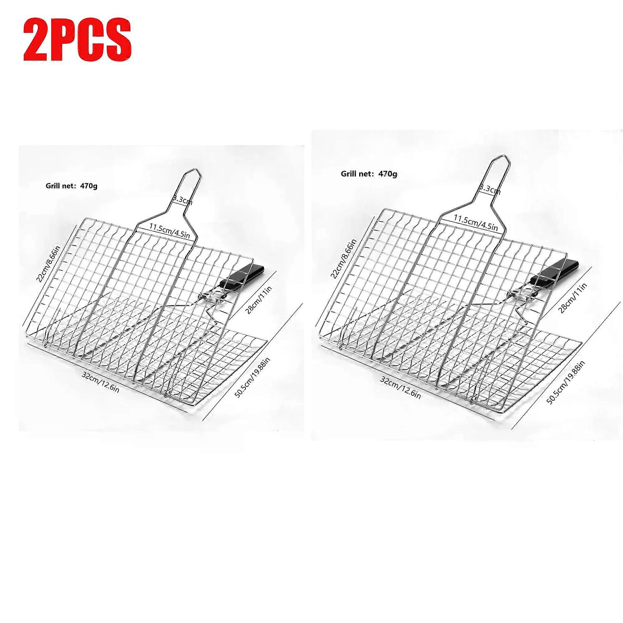 Portable Grill Basket Folding Stainless Steel BBQ Grill Basket with Handle for Fish Vegetables Shrimp Cooking Cookware Tools New