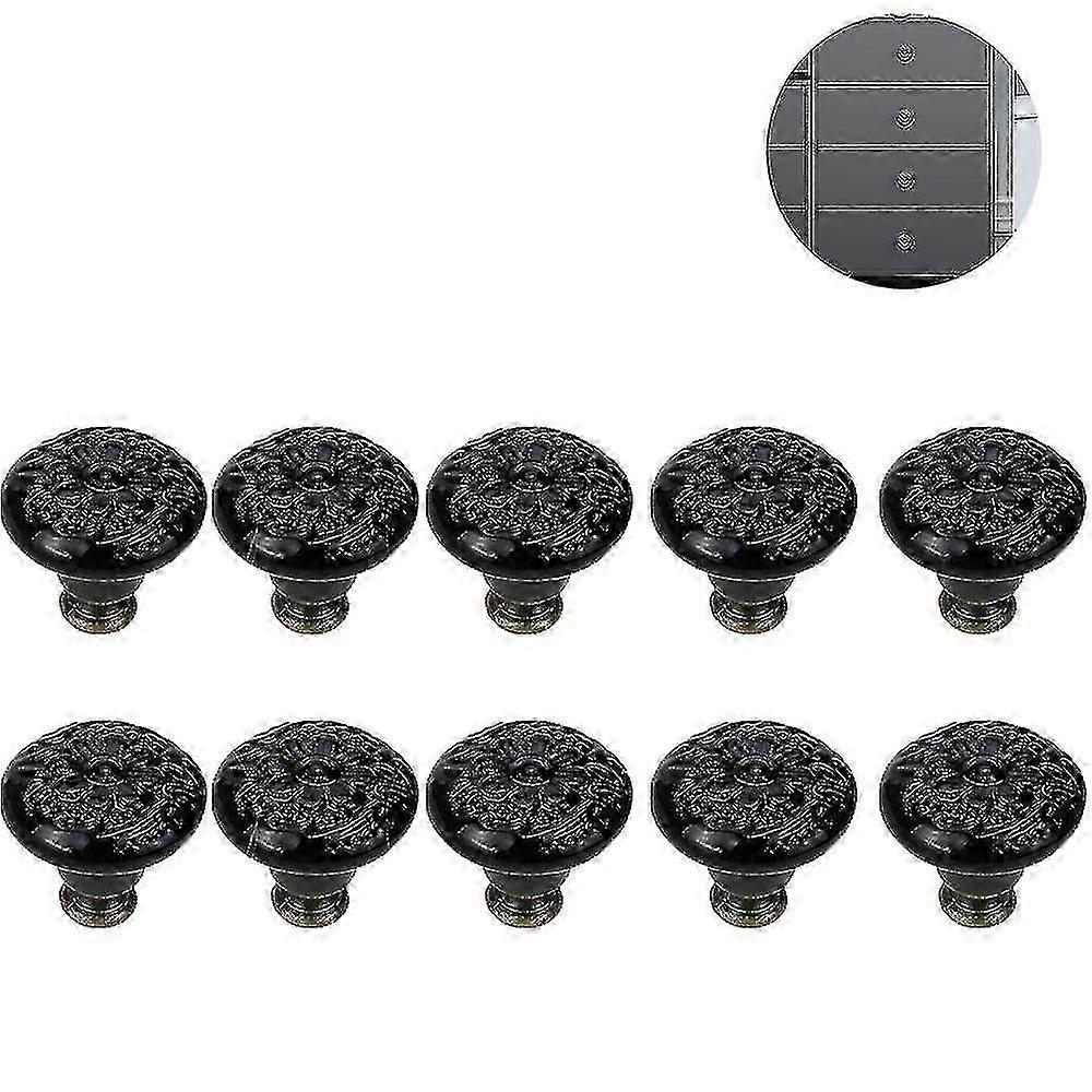 10 Ceramic Knobs, Old -fashioned Cabinet Door Knobs