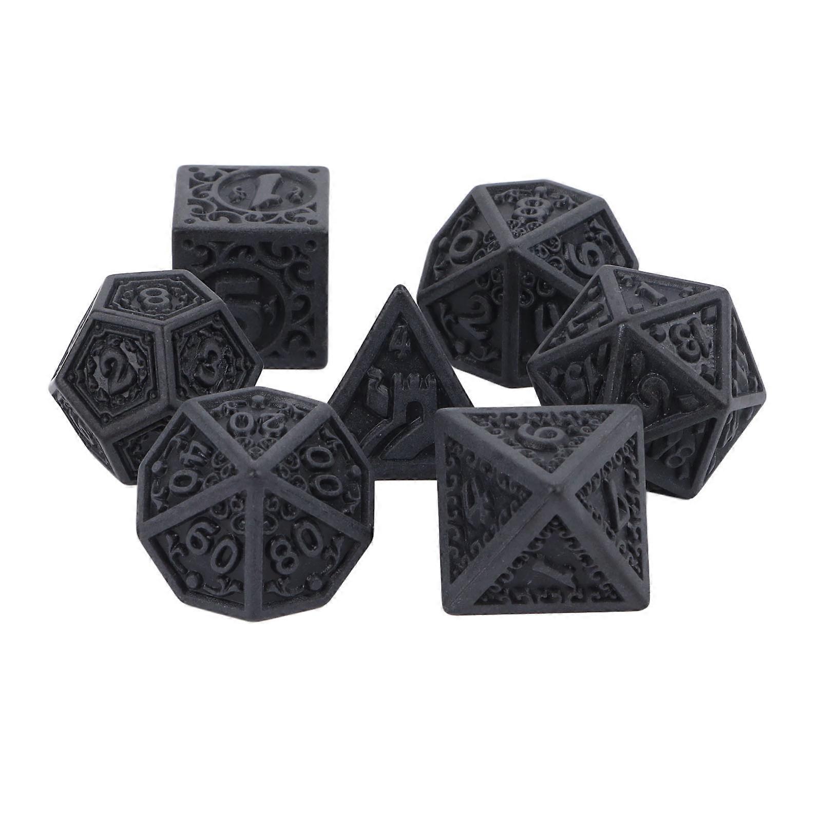 7pcs Polyhedral Dice Set DIY Acrylic Portable Clear Number Pattern Dice Kit for Game Desktop Black