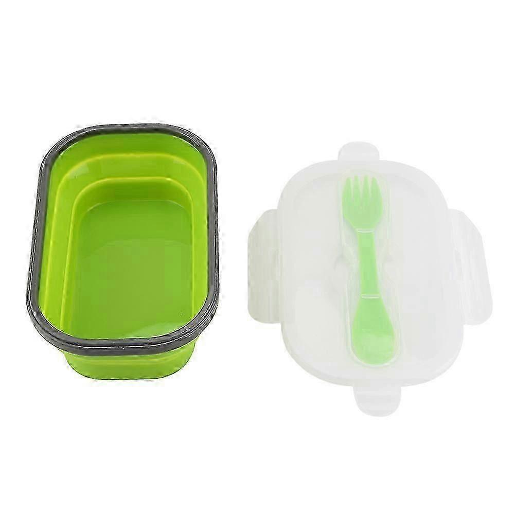 Silicone Lunch Picnic Food Fruit Box with Fork Fold able Telescopic Stretchable Container