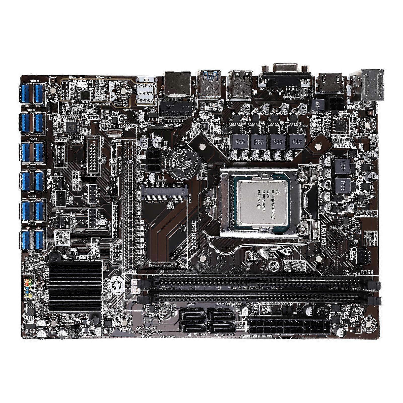 (G3900 CPU搭載)B250c BTC USB3.0 12 PCIe グラフィックスカードマイニングマザーボード DDR4 2133mhz メモリ