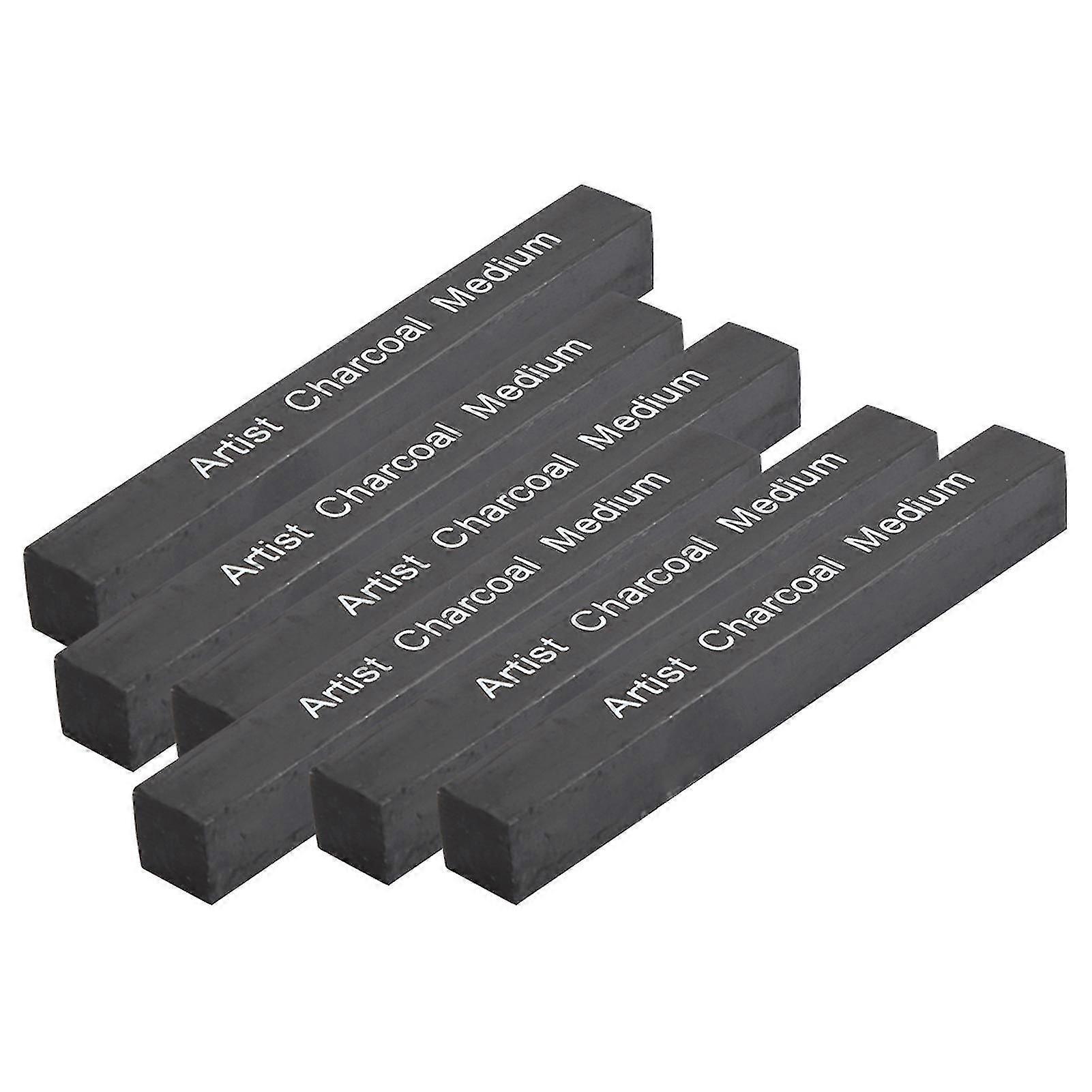 6pcs Compressed Charcoal Sticks Black Square Soft Medium Hard Graphite Drawing Pencils for Sketching Shading Art Supplies