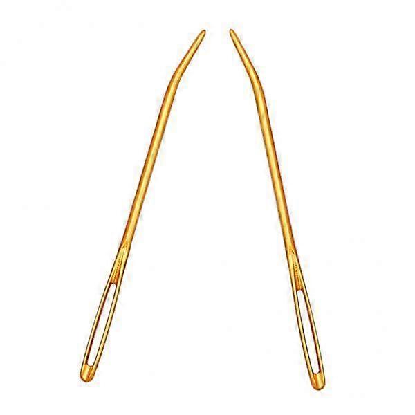 8x 2pcs Aluminium Large-eye Bent Tip Tapestry Darning Needles Knitting Golden