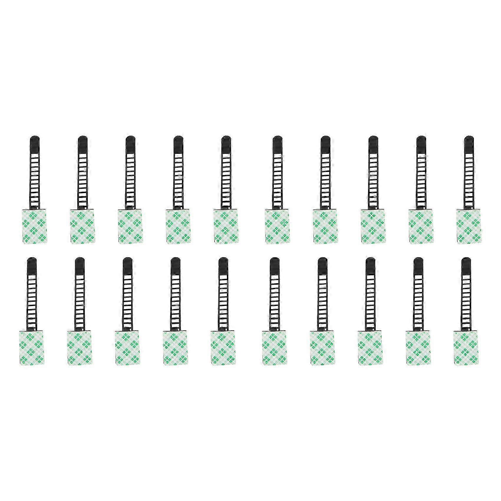 20Pcs Black Sticky Adjustable Wire Ties Clamp Plastic Self Adhesive Fix Holder Clips