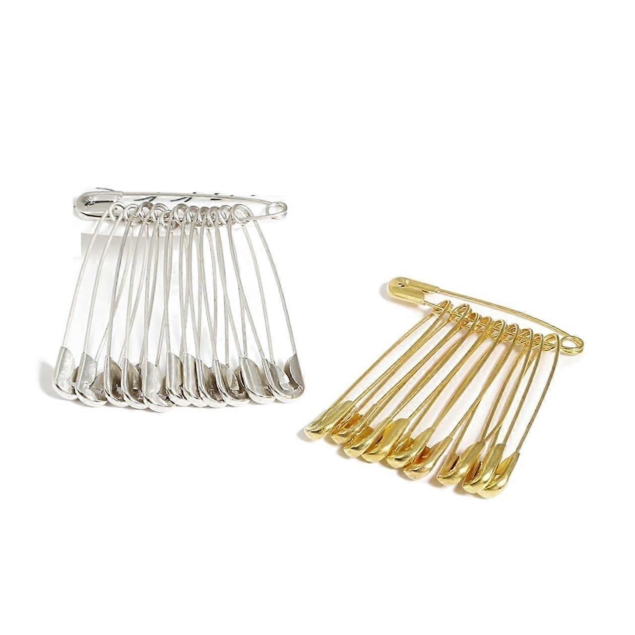 50pcs Silver Gold Safety Pins for DIY Sewing, Large Small Brooches, Stainless Steel Apparel Accessories