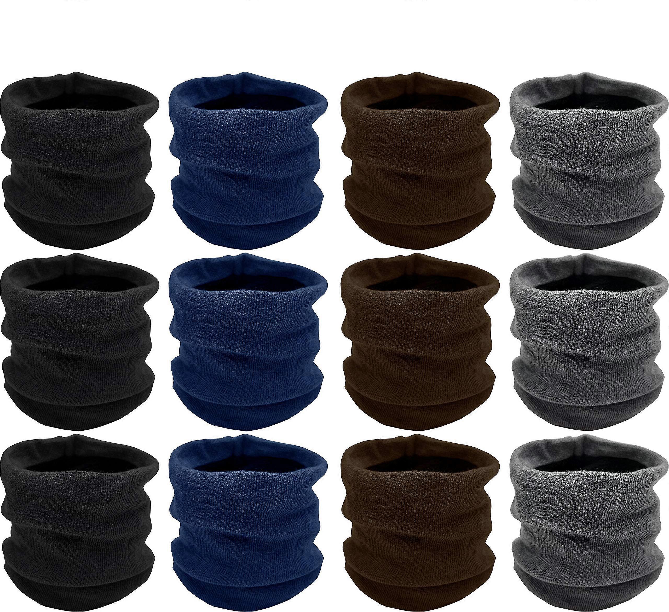 12 Pack Winter Neck Buff Warmers, Neck Gaitor Thermal Fleece Lined Interior Warm Scarf Wrap, Mens Womens