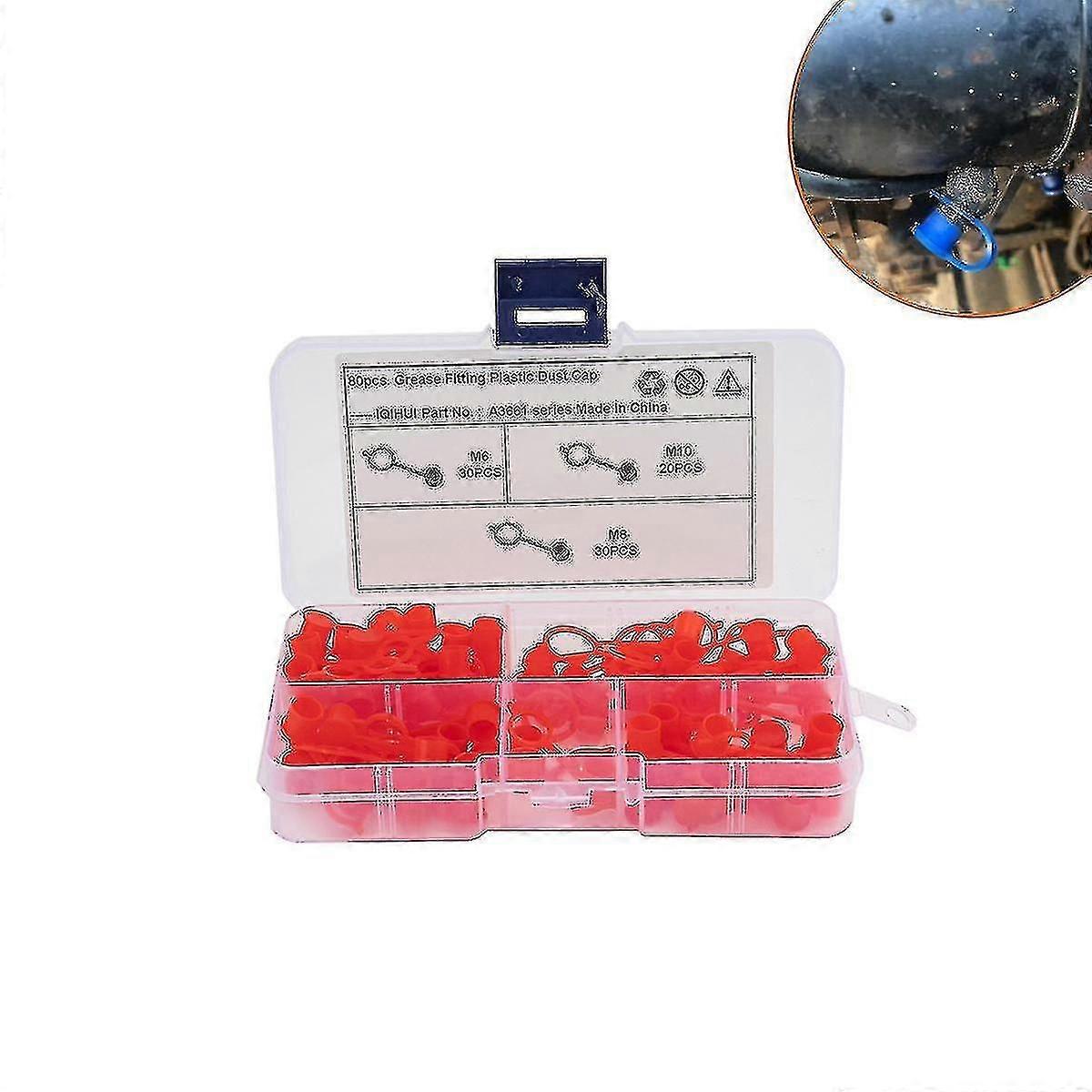 Hydraulische Schmiernippel Schmierstopfen Schutzkappen / Kappen Sortiment M6 M8 M10 Rot (Sortiment In