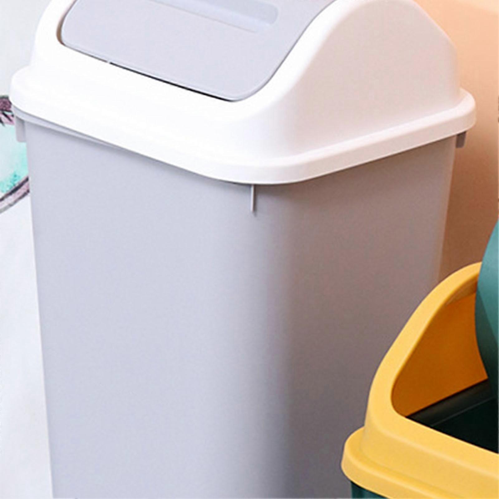 2pcs Swing Lid Waste Can Simple Style Decorative Practical Plastic 360 Degree Rotatable Lid Garbage Can 
