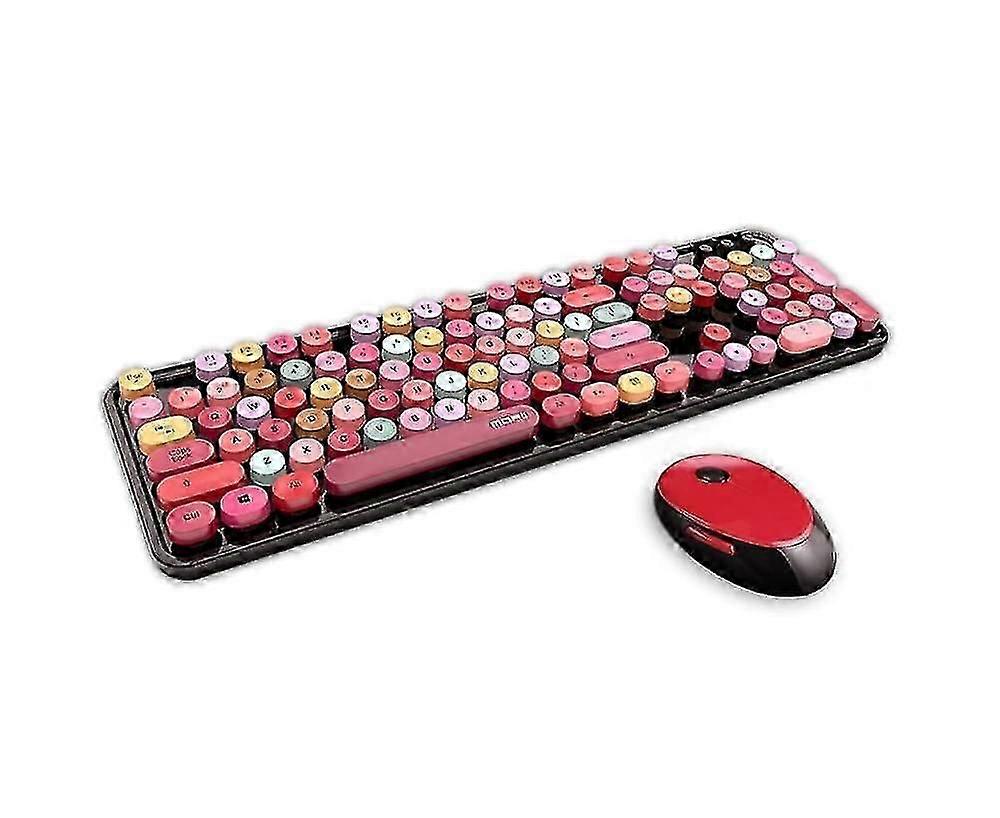 Universal Cute Portable Wireless 2.4ghz Keyboard Mouse Set For Office Computer Red