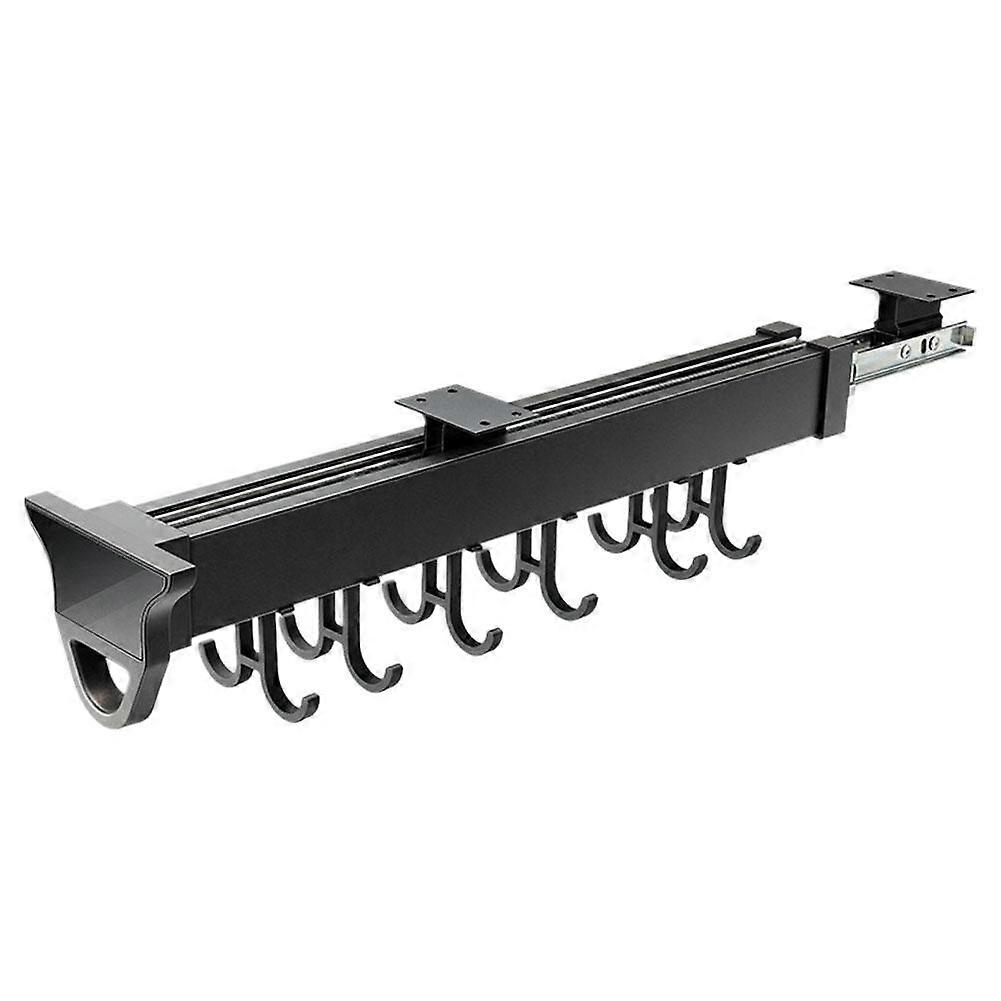 Aluminium Alloy Pull Out Pot Rack Organizer Expandable Sliding Hooks for Kitchen Cabinet Wardrobe Space Saving Storage Solution