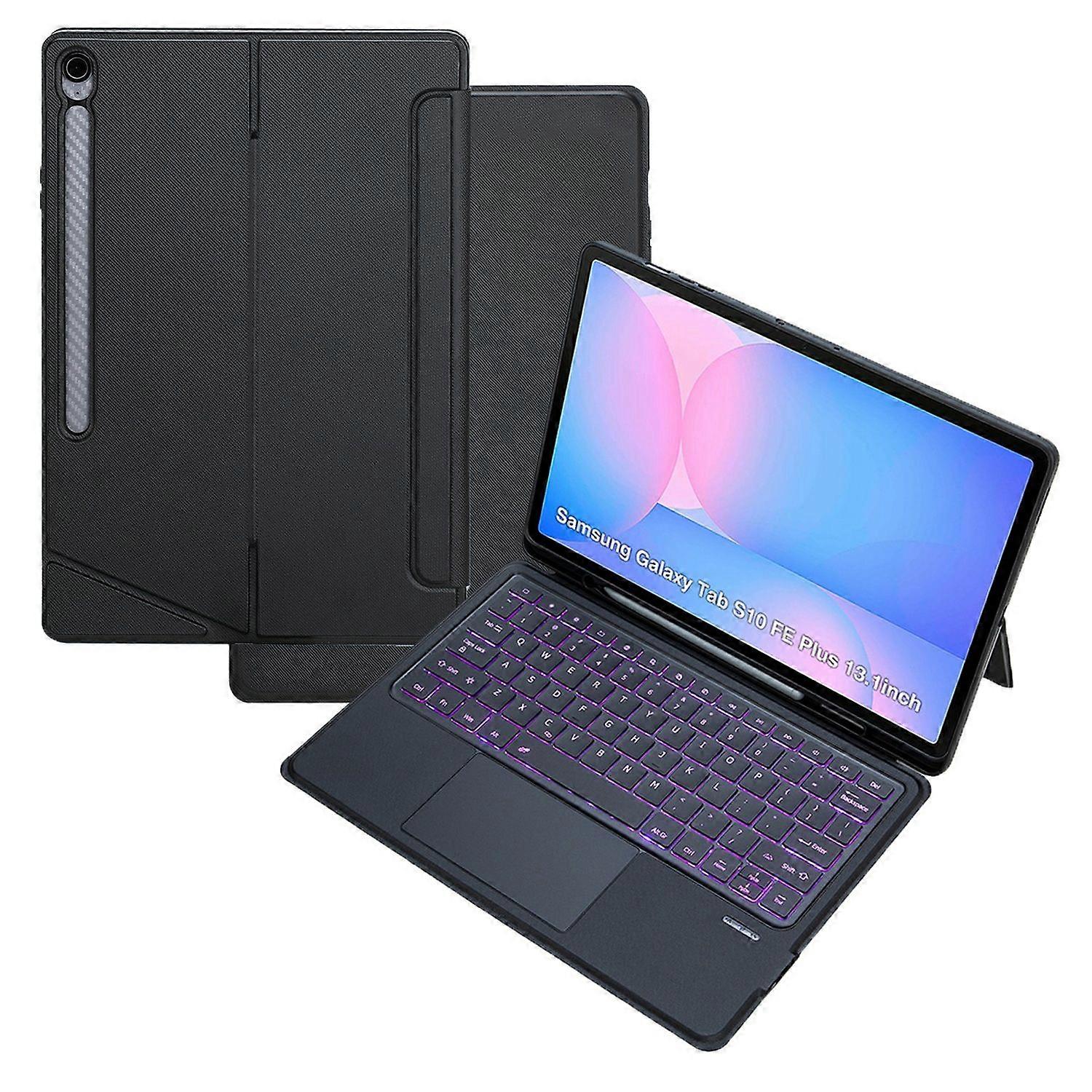 T820B-AS For Samsung Galaxy Tab S10 FE+ X620 X626B Backlit Touchpad Bluetooth-Compatible Keyboard Le