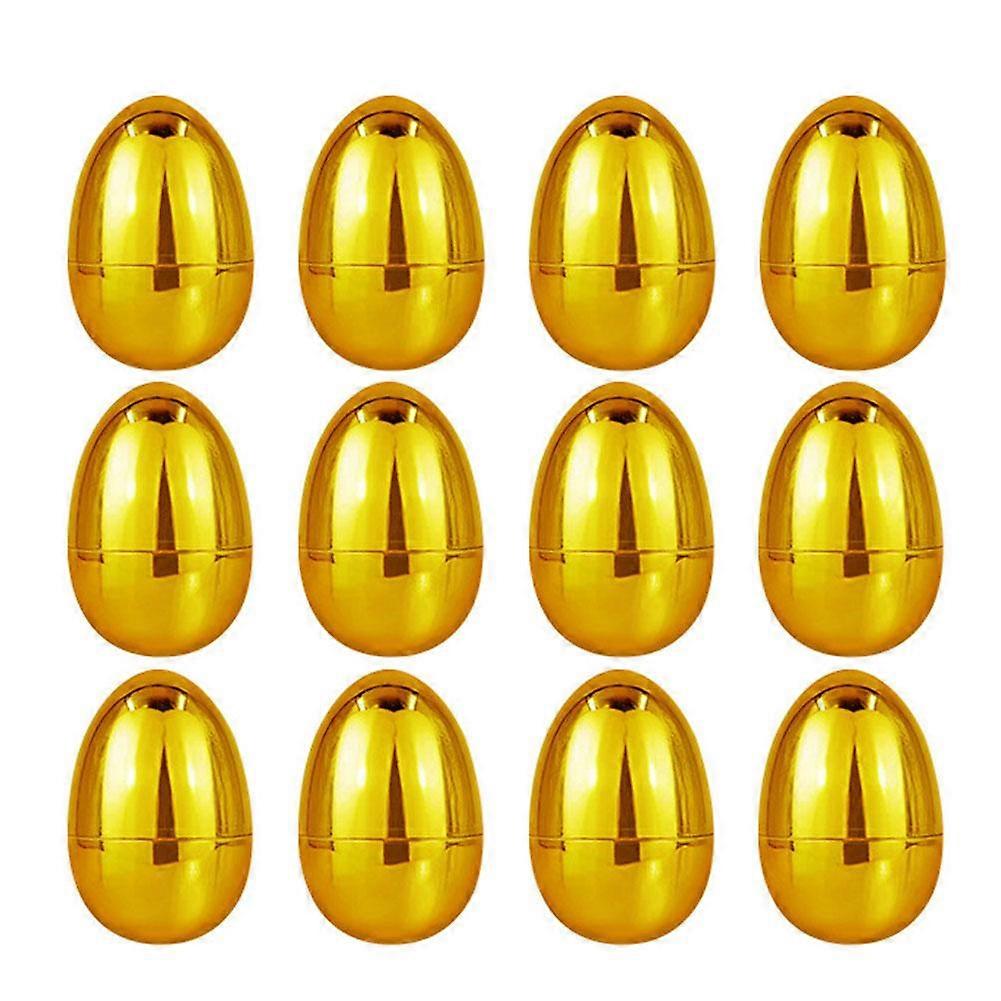 Golden Eggs (Set of 12) (A)$Plastic Empty Easter Eggs Filled Surprise Easter Egg Game Easter Toy Basket